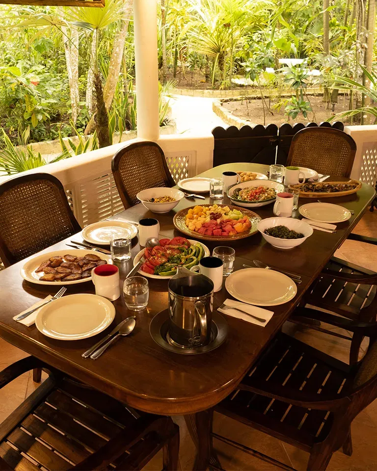 Fresh and healthy food served at the Jamaican retreat